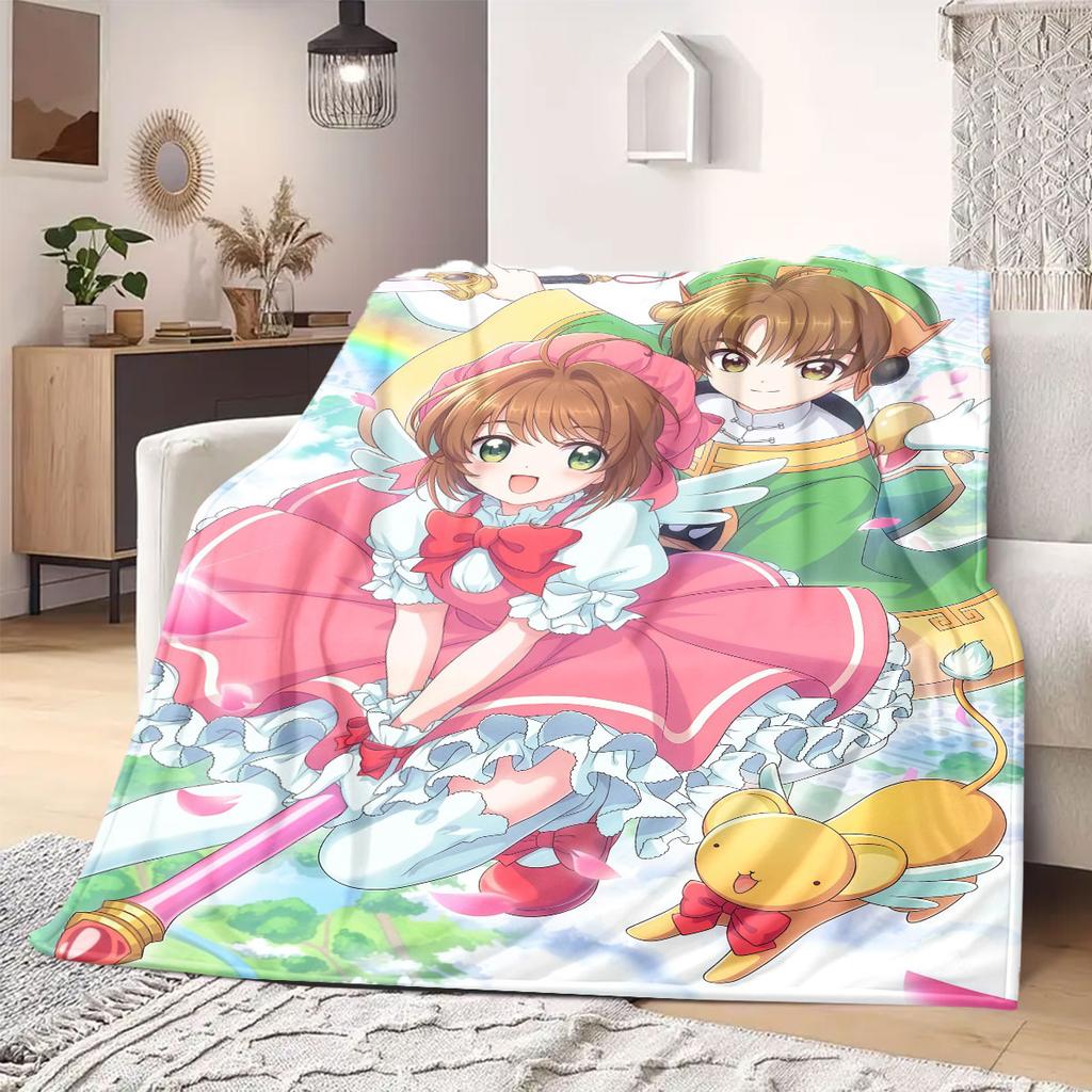 Cardcaptor Sakura Beautiful Cartoon Flannel Blanket, Printed Decorative Throw, Warm and Soft for Bedroom, Sofa and Outdoors_LIAN