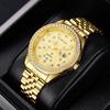 Watch Men'S Trend Diamond-Encrusted Couple Steel Belt Calendar Casual Student Adult Automatic Quartz Watch