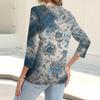 Women's Fashion Casual Print Button-down Shirt 3/4 Long Sleeve Tops