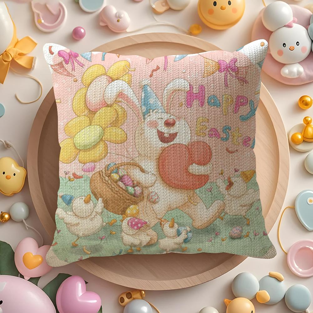 Cute Easter Bunny Decorations Pillow Case Sofa Living Room Bedroom Headboard Backrest Cushion Square Cushion