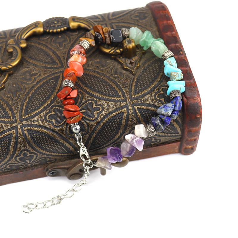 Handmade Beaded Natural Stone Crystal Gravel Alloy Bracelet Bracelet Bracelet Adjustable Multi-Color B28