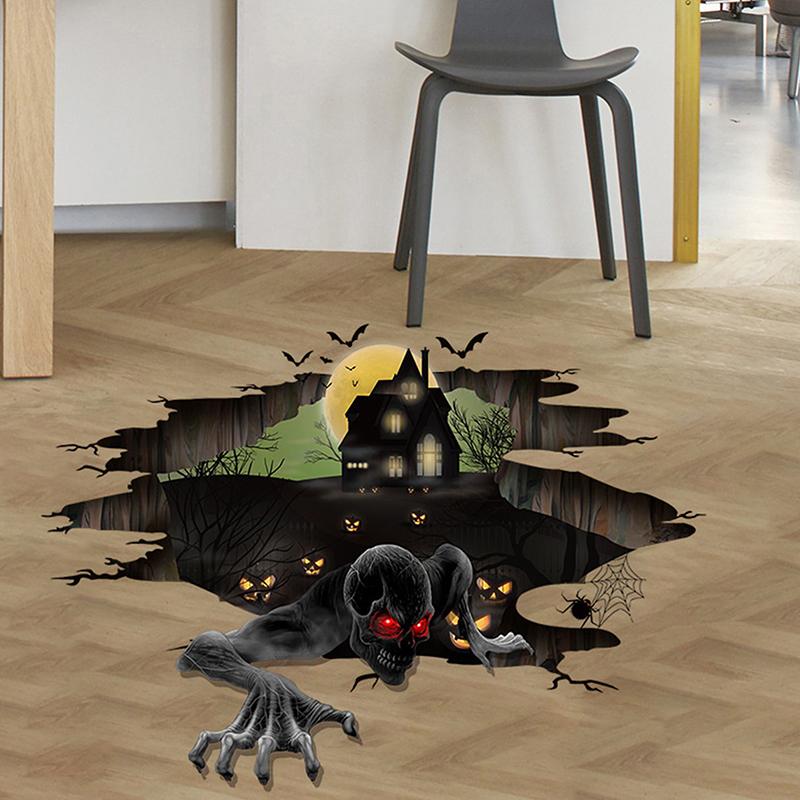 Cadılar Bayramı Çıkartmaları Uçurum Hayaleti Yer Çıkartması Kendinden Yapışkanlı Pvc Su Geçirmez Çıkarılabilir Cadılar Bayramı Parti Dekorasyonu Korku Duvar Çıkartması