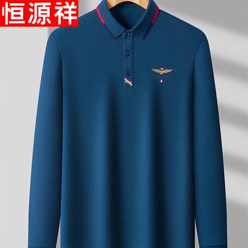 Hengyuanxiang Men's Cotton Long Sleeve Polo T-Shirt