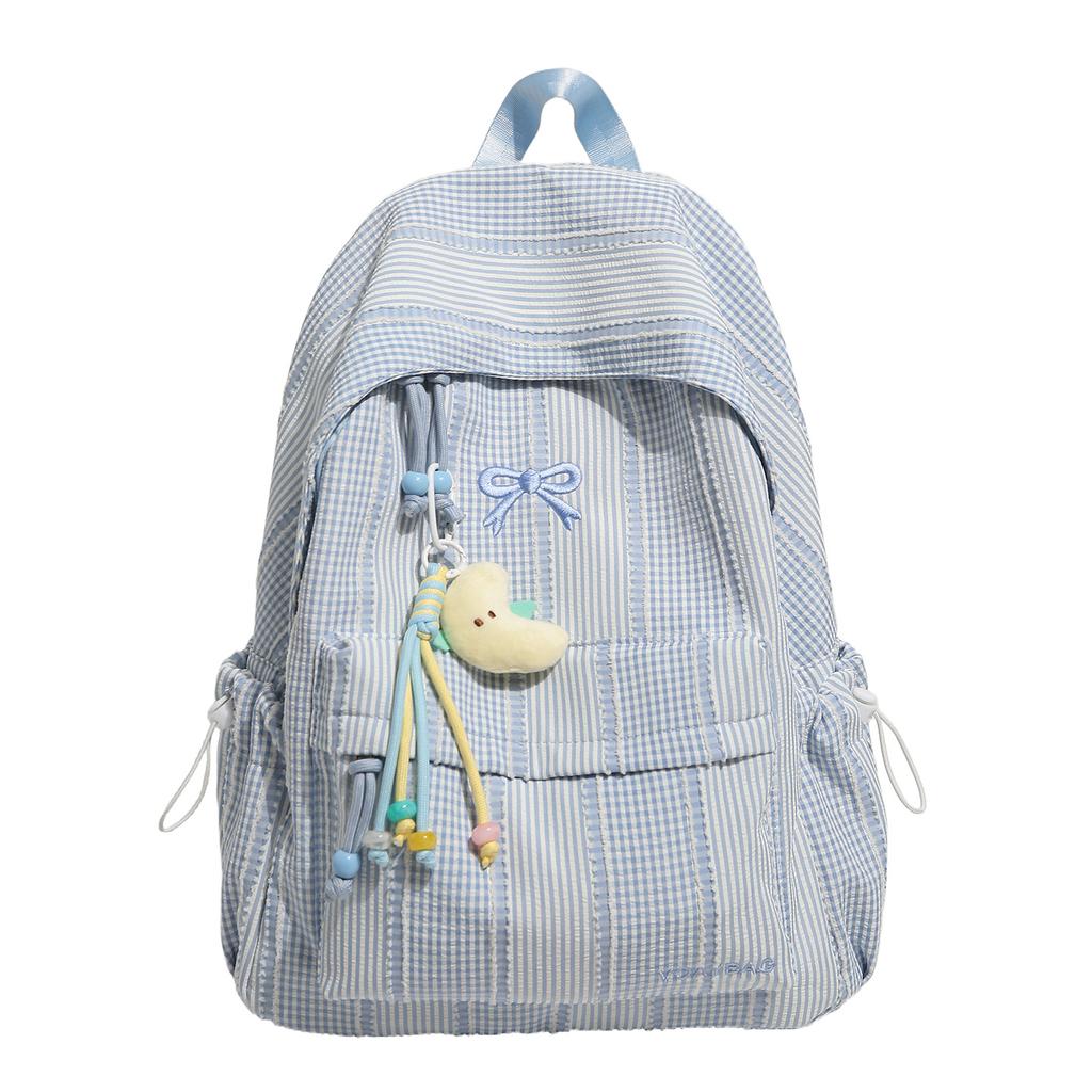 Schoolbag Korean simple plaid backpack casual versatile lightweight high school students ins schoolbag class commuter travel backpack
