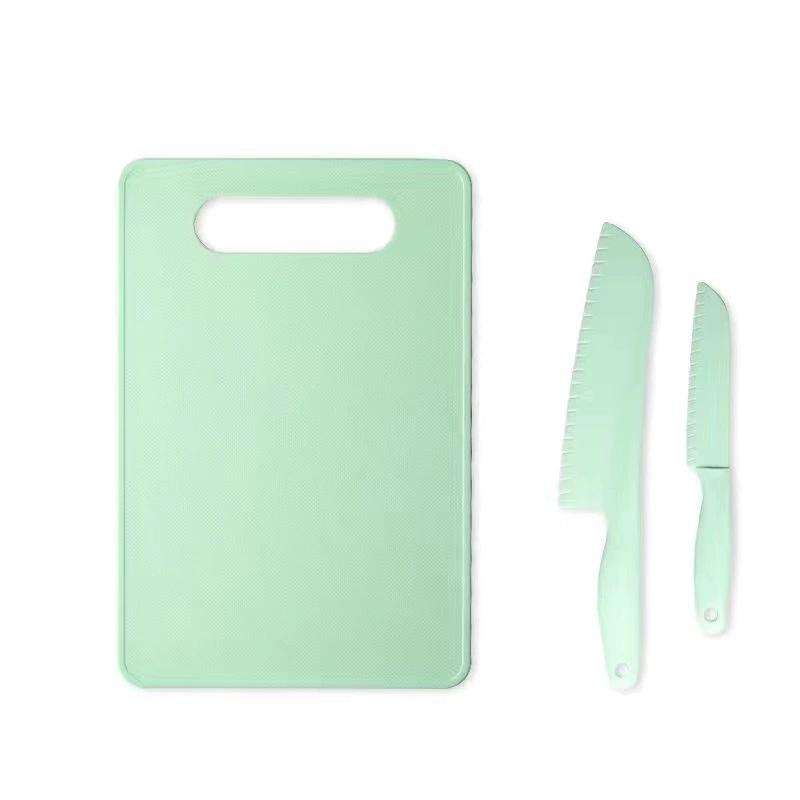 Available Kindergarten Plastic Kitchen & Fruit Knife Set for Kids - Includes Baby Fork & Vegetable Cutting Tools.