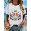European Size Y2K Style Blue Aries Zodiac Print T-Shirt | Casual Round Neck Short Sleevewith Vibrant Butterfly and Floral Design,Gift for All Seasons