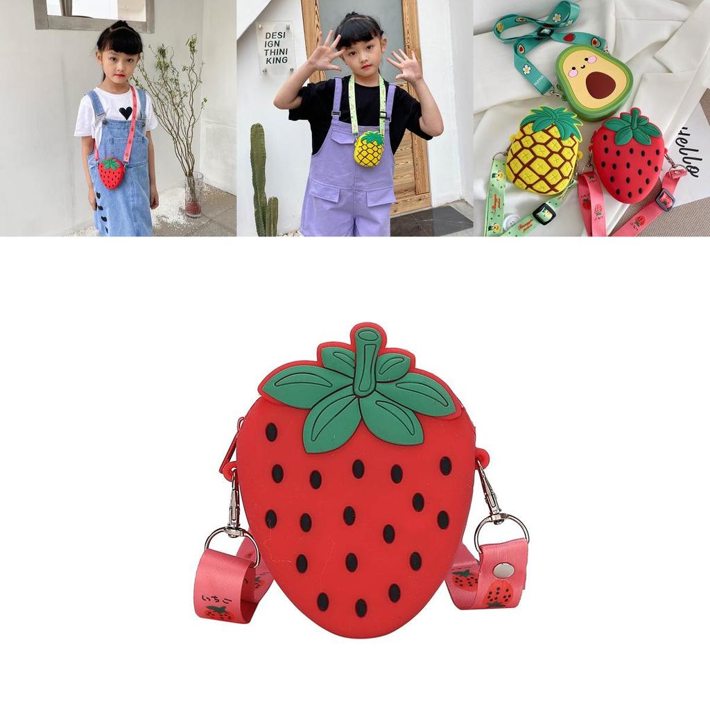 Süße Mini-Frucht-Silikon-Umhängetasche für Kinder mit entzückendem Erdbeer-Design