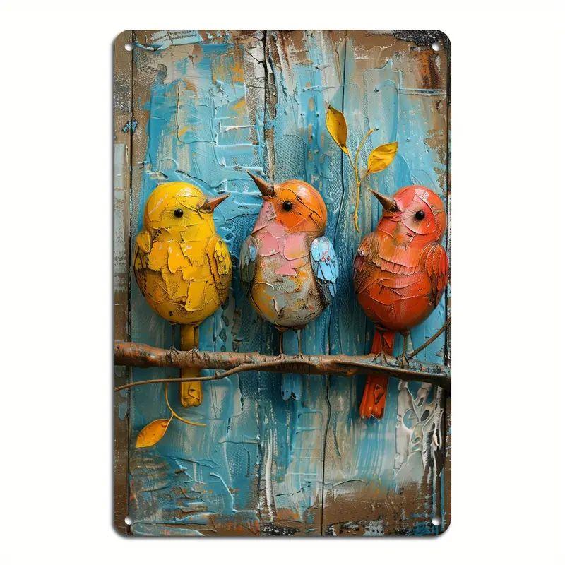 Metal Tin Poster Pastoral Birds Metal Tin Signs Posters Plate Wall Decor for Bars Restaurant Cafe Clubs Retro Posters Plaque