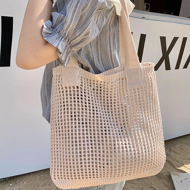 Bags Niche Versatile Knitted Bags Simple Woven Bags Mesh Hollow Women'S Shoulder Bags Tote Handbags