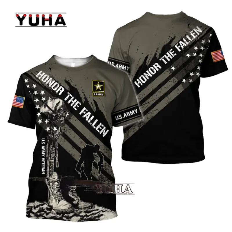 Nejnovější sada US Marine Corps Soldier Camo 3D Harajuku potisk Outdoorové sporty Volný Pánské Pohodlné Ležérní Módní Tričko Top