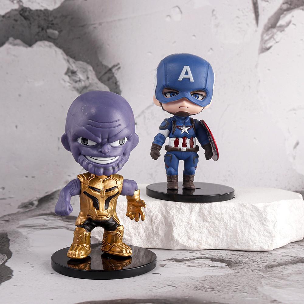 Q Version Of Avengers Captain America Iron Man Thanos Spider-man Miniature Model Decoration For Marvel Fans