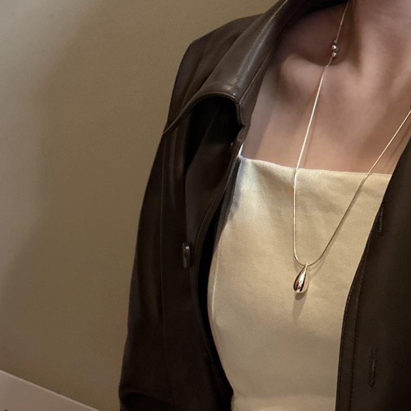 Luxury Drop Necklace For Fall/Winter Sweater Chains Simple Versatile Pendant For Women Fine Jewelry