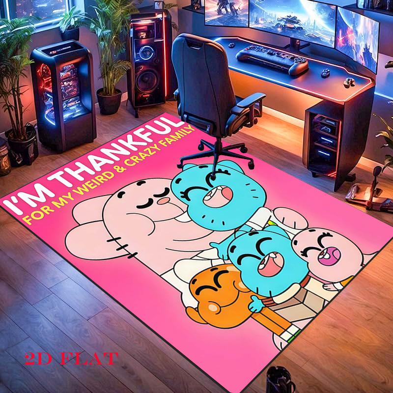 Gumball Kobercový kobereček do obývacího pokoje, ložnice, domácí dekorace pohovky, protiskluzová podložka na hraní pro děti