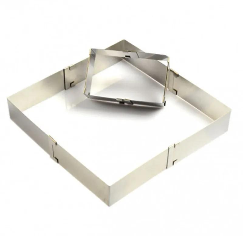 304 Edelstahl Verstellbarer Mousse Ring Rund Quadrat Kuchenform Backform Gebäck Dessert Zubehör Kuchen Dekorationswerkzeuge