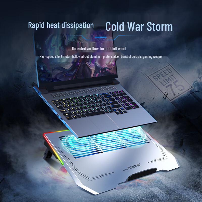 Ollymurs RGB Aluminum Gaming Laptop Cooler Stand