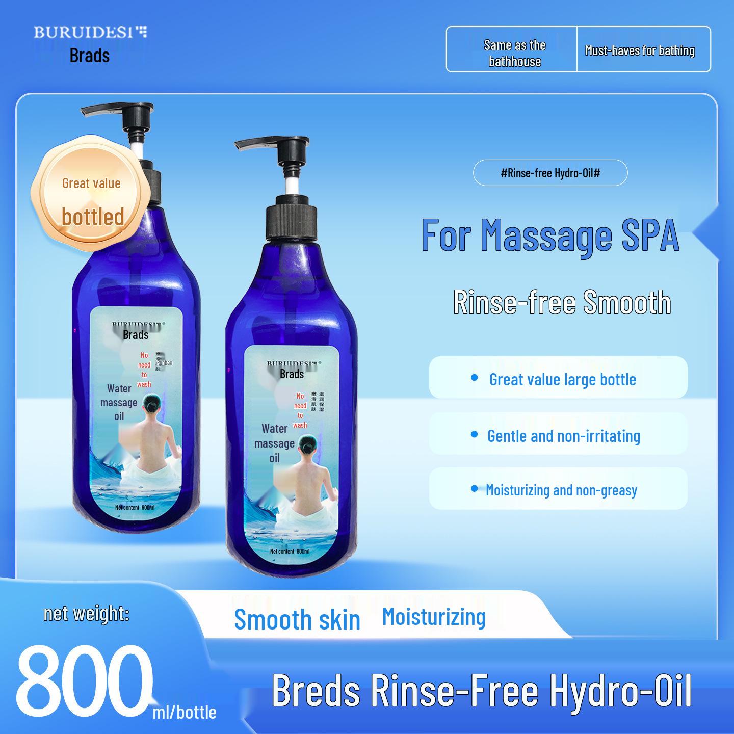 Bredes Odorless Rinse-Free Body Oil for Massage & Lubrication, Ideal for SPA Use