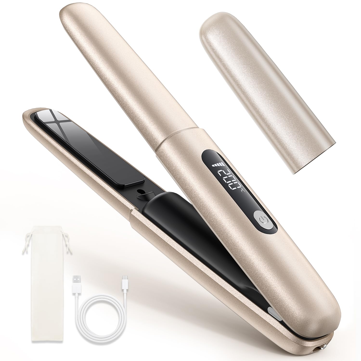 

Cordless Hair Iron New Release Rapid Heating Instantly Create Shiny Mini Rechargeable Straightening 4 Temperature High Concentration Negative 6000mAh