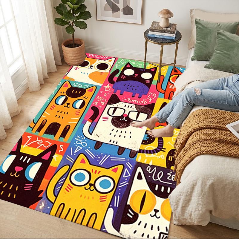 Colorful Cats Living Room Nonslip Area Rug Soft Carpet For Bedroom Game Playroom Sofa Office Home Decor Doormat Christmas Gift C9261232