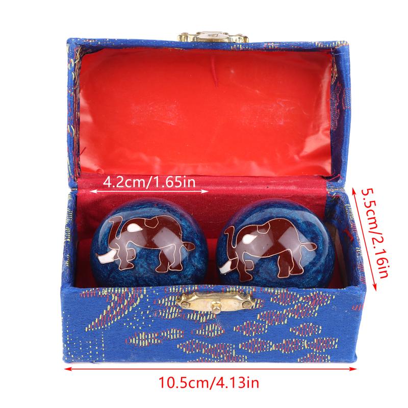 2Pcs Hand Massage Balls With Storage Box Chinese Exercise Handballs For Hand Exercise Stress Relief Therapy Massager