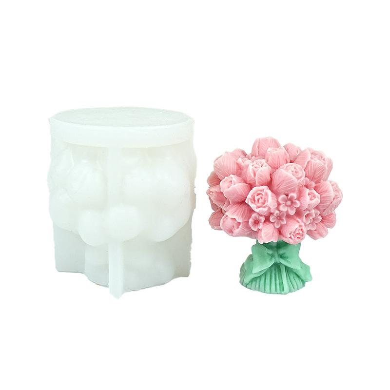 

New! 3D Rose Bouquet Candle Silicone Mold Chrysanthemum Flower Cluster Resin Mold Flower Peony Gypsum Mold Valentine s Day Gift