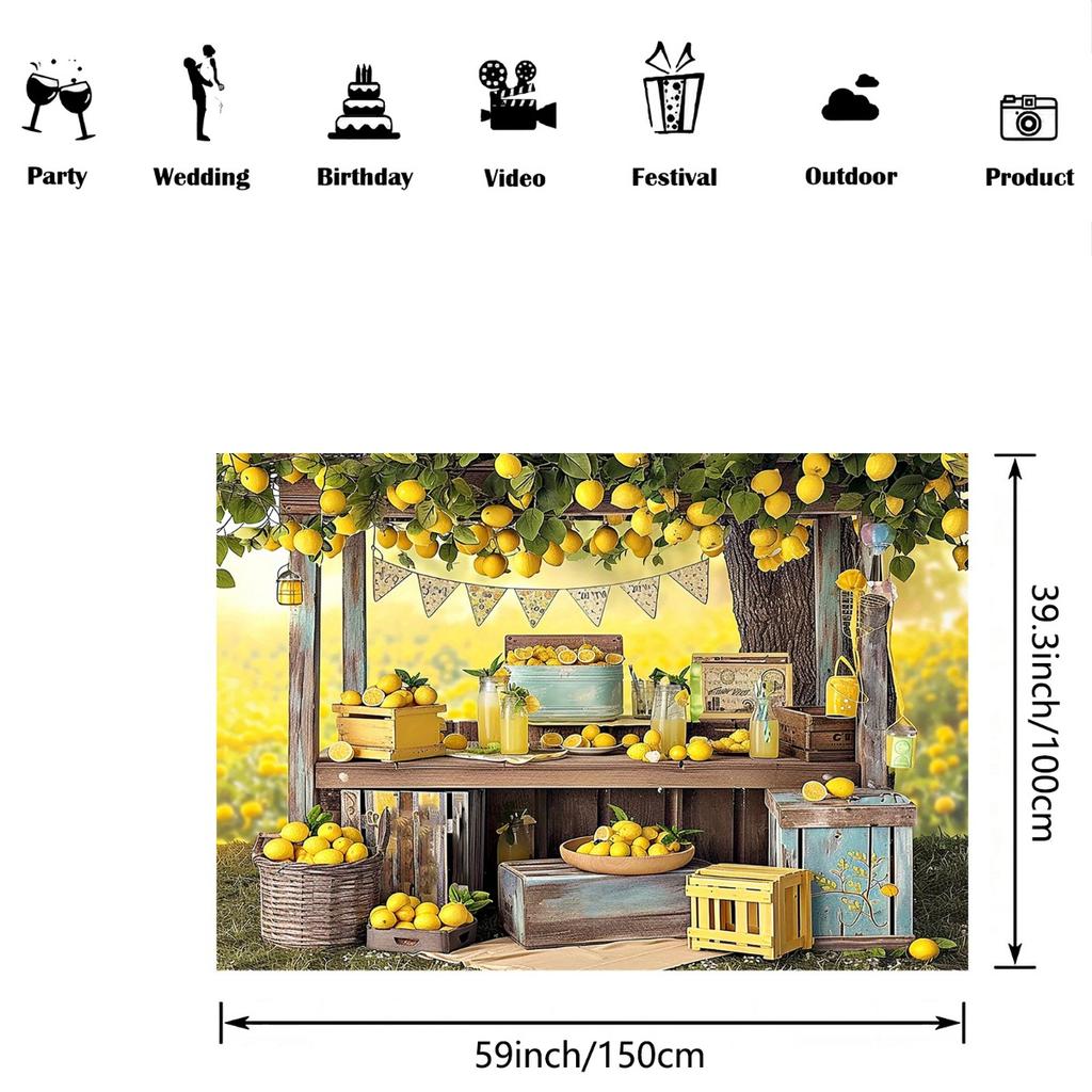 1 lemon water stall themed background banner, suitable for holiday party decoration, suitable for birthdays and weddings