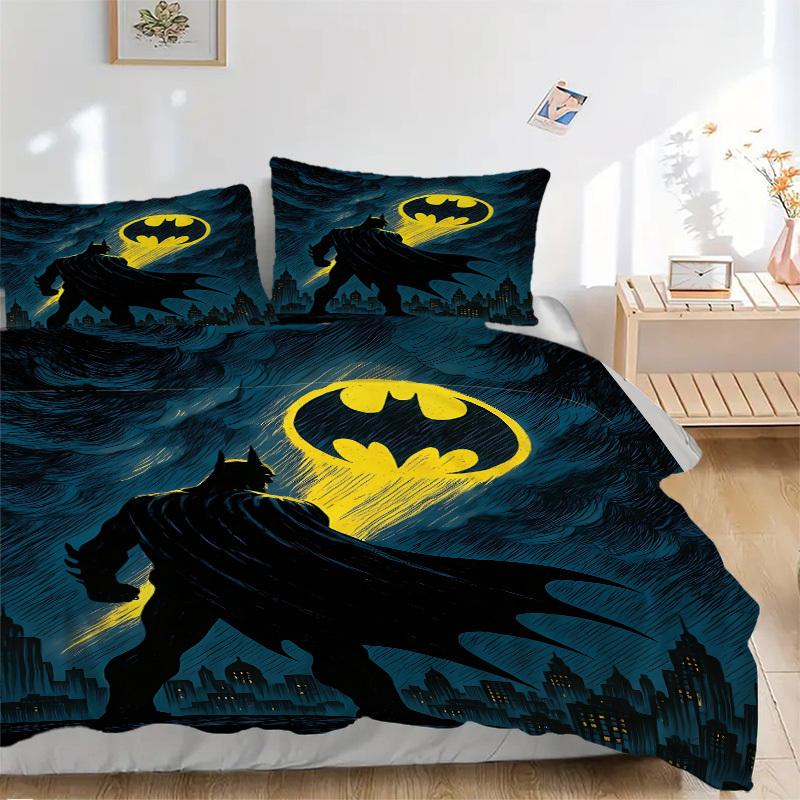 3pcs Batman Duvet Cover Set, 1 Duvet Cover + 2 Pillowcases (No Insert), High-Definition Print for All Seasons,Durable yy251103039