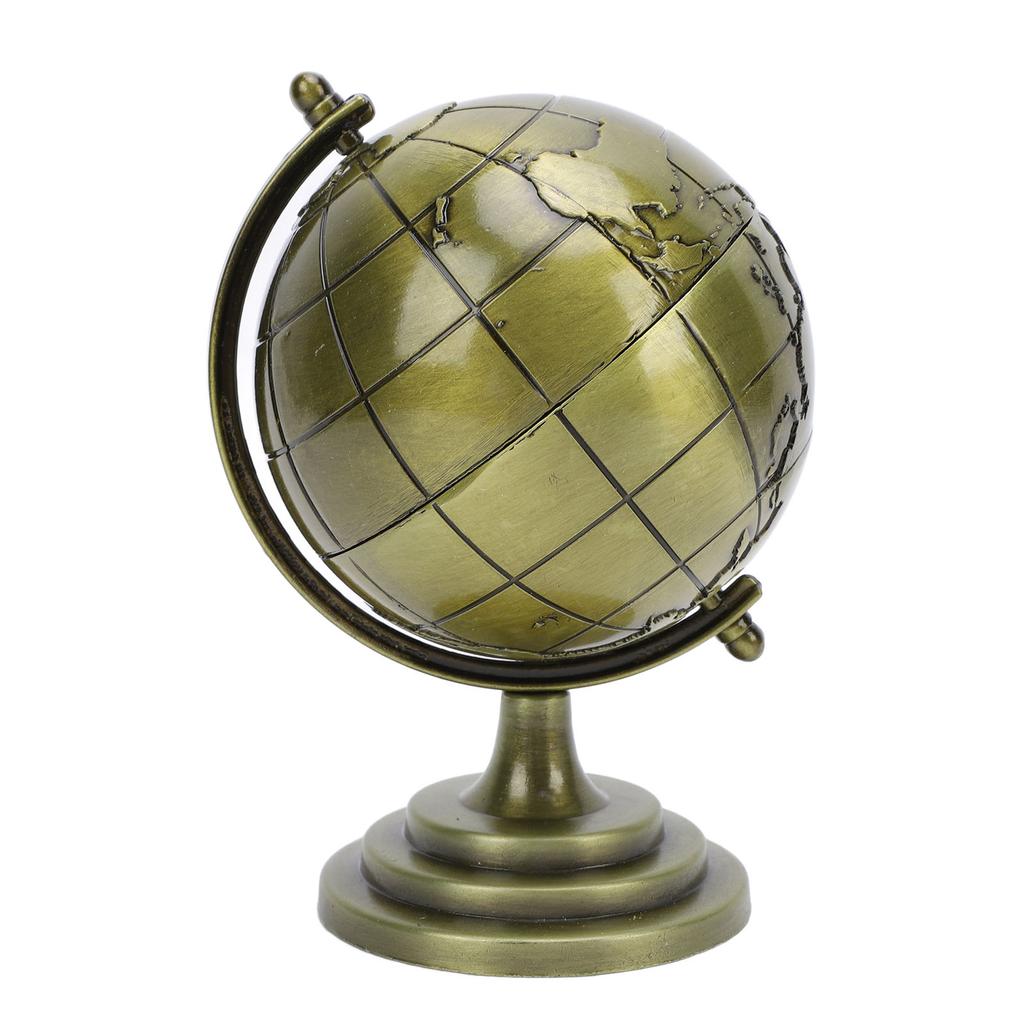 World Globe Alloy Metallic Luster and Texture 360 Degrees  Rotating Educational Globe for Office Study