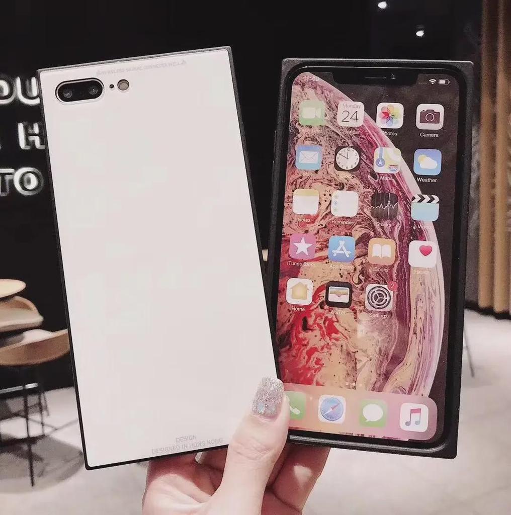 Apple 14 Pro/Max Drop-Proof Square Case: Solid Color, Glass Shell, Full Soft 13 Pro Right Angle Protection