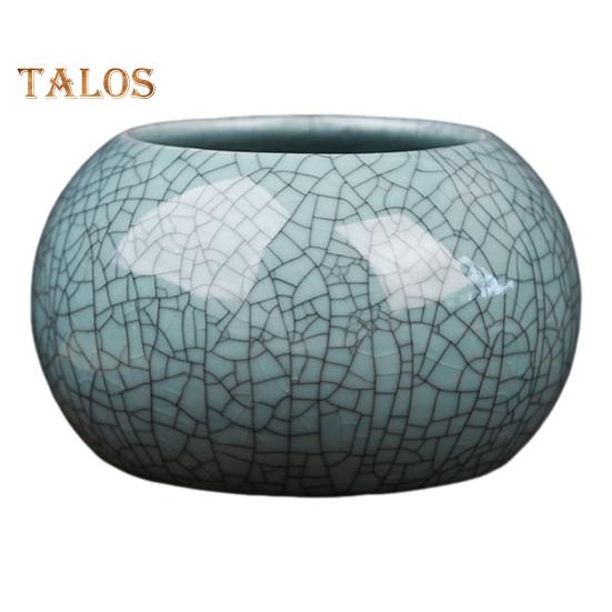 Ceramic Bowl Lotus Planter Round Mini Flowerpot Glazed Bonsai Bowl Lotus Pot for Planting Pennywort Small Hydroponic Plants