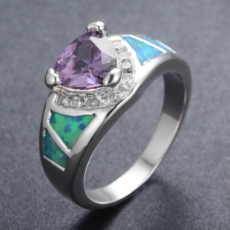 

Jewelry S Triangle Purple Diamond Blue Micro Diamond Women s Versatile Ring no. 6