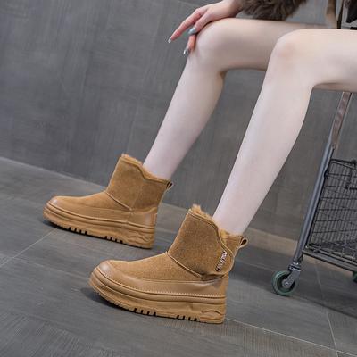 Thick-soled Snow Boots Women's Winter Casual Fashion Thickened Velvet Short Boots Cold-proof Female Student Fluffy Boots