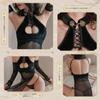 Chinese Sexy Set [Ahegao] Clothes, Lingerie, Babydoll, Black, Women's, Erotic, Extreme, See-Through, Costume, Cosplay, 4-piece