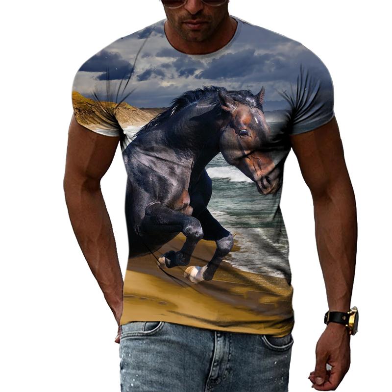 Letní trička s 3D grafikou Animal Horse Pro muže Móda Ležérní Výstřih harajuku Hip-Hop Styl Potištěná trička s krátkým rukávem Top