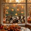 Creative Home Decor Gifts 2PCS Static Window Sticker, Squirrel And Hedgehog Printed, Autumn Forest Decals Theme Waterproof PVC Decal, for Glass Doors