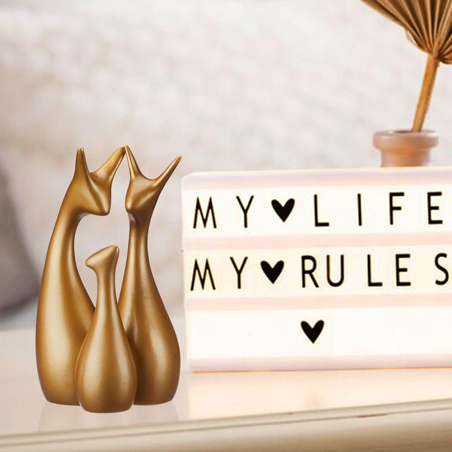 

Роскошный Золотой Домашний Декор Счастливое Семейство Оленей Керамическая Фигурка (Набор из 3 штук, Матовое золото)