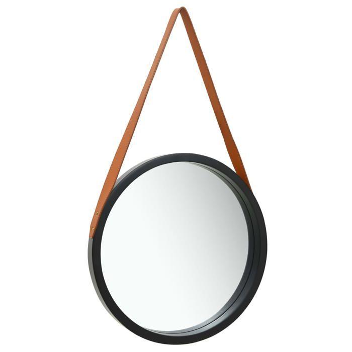 VidaXL Miroir mural avec sangle 50 cm Noir 320367