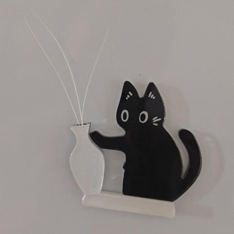Magnetic Kitten Whiskers Holder: Cat Bottle Magnet & Flower Ornament