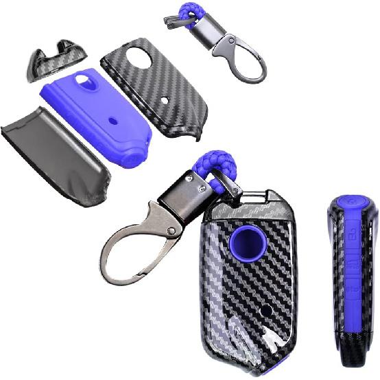 

HIBEYO Key Fob Cover for Kia Stinger k900 2018 2019 2020 2021 2022 3/4 Button Car Accessories Smart Key Case keychians синий