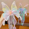 Cute Big Bow Princess Style Girl Woven Hair Strap Hair Clip With Long Tail Headwear Hair Accessories