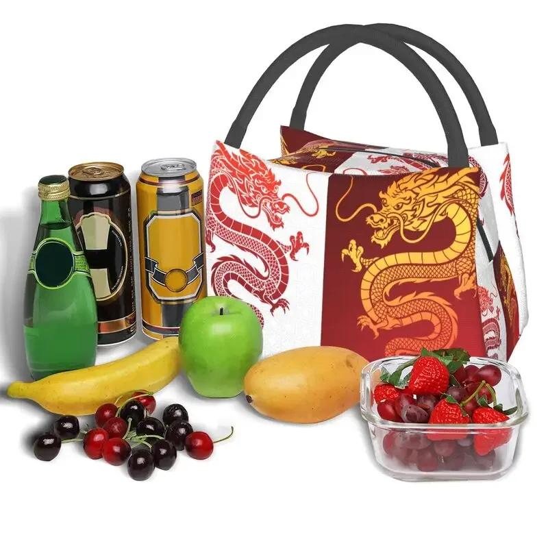 Asian Tradition Dragon Totem Insulated Lunch Bags for School Office Chinese Mythology Waterproof Thermal Cooler Lunch Box Women