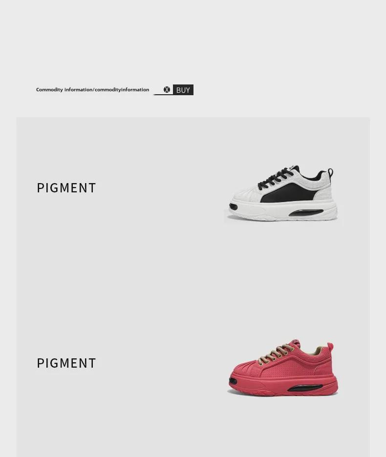 Schwarze Shell Toe Sneakers aus Leder für Herren – Dicke Sohle, trendige Herbst-Sportschuhe