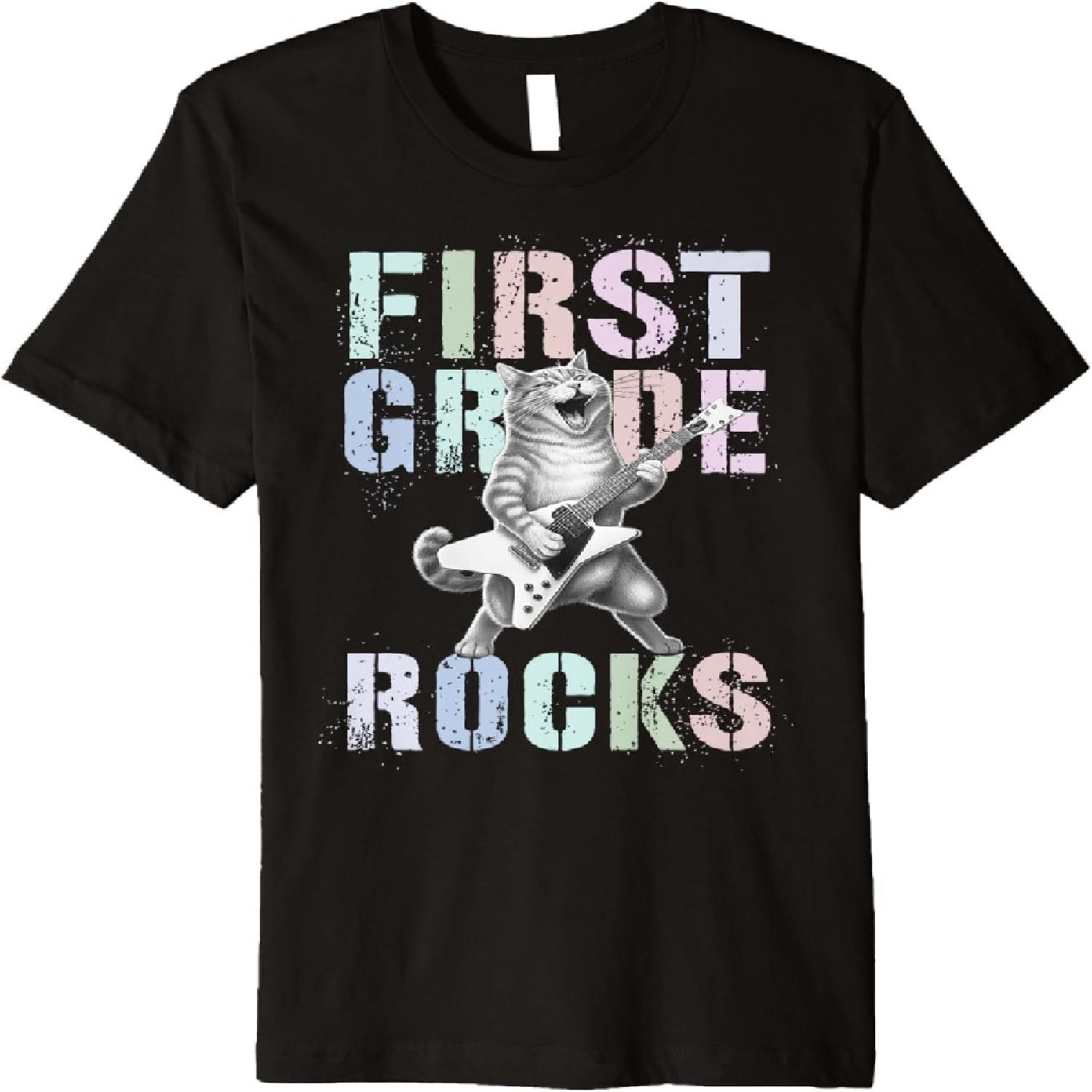 Rockstar FIRST GRADE ROCKS 1st Grader Team Game On Teacher Premium T-Shirt S