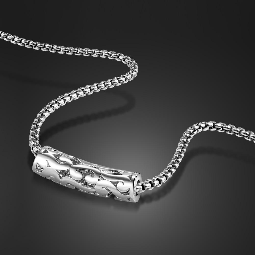 

Personalized Hollow Long Tube Pendant Necklace Men S White Copper Electroplated Thick Rhodium Gold Box Neck Chain Silver Jewelry 45CM