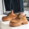 Men Retro Derby Shoes Thick Sole Height Increasing Round Toe Casual Walking Dress Footwear Sizes 38-44