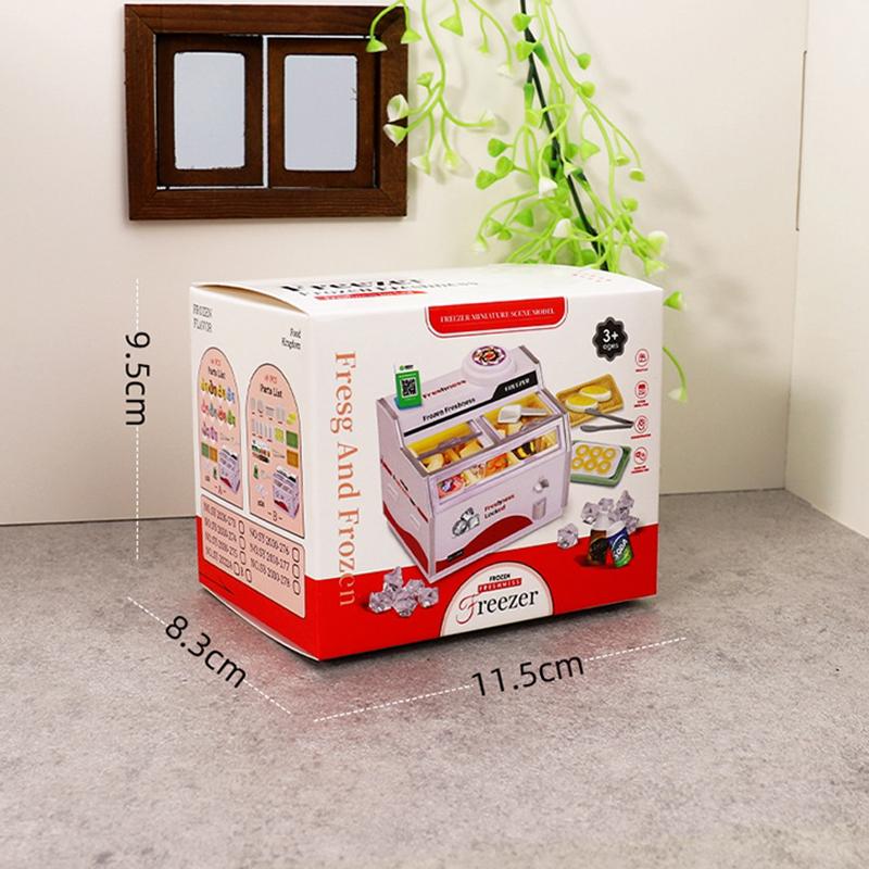1/12 Domeček pro panenky Miniaturní Supermarket Horizontální Mrazák Model Panenka Domácí Lednice Nábytek Dekor Mikro Scéna Foto Rekvizity