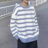 Striped Sweater Men's Autumn and Winter Lazy Japanese Loose Coat Retro Trendy Brand Winter Thickened Long-sleeved Knitted Sweater