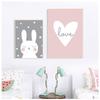 Rabbit Heart Kindergarten Wall Art Oil Painting Cartoon Poster Decoration Painting
