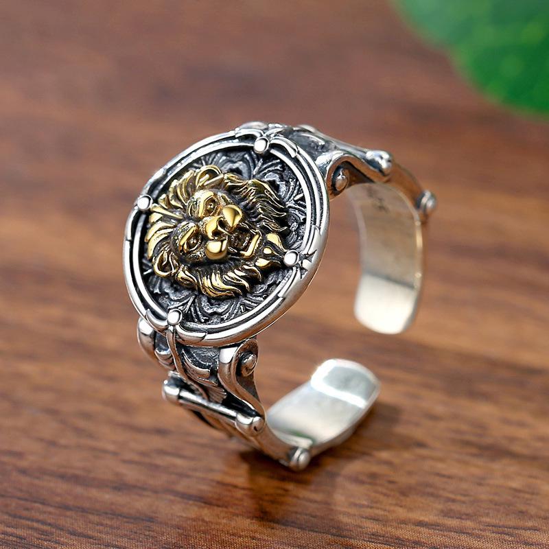 Men's Lion King 925 Sterling Silver Ring Band - Retro & Trendy Index Finger Jewelry Gift.