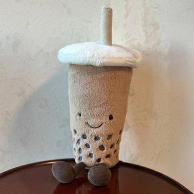Milk Tea Plush Toy Soft Fluffy Pearl Milk Tea Cup Doll Large Hugable Pillow Small Cute Cushion for Sofa Bedroom Decor