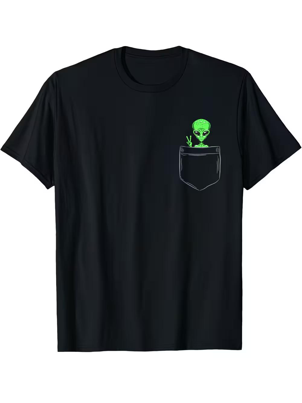 Casual Black T-Shirt with a Round Neck And Short Sleeves S